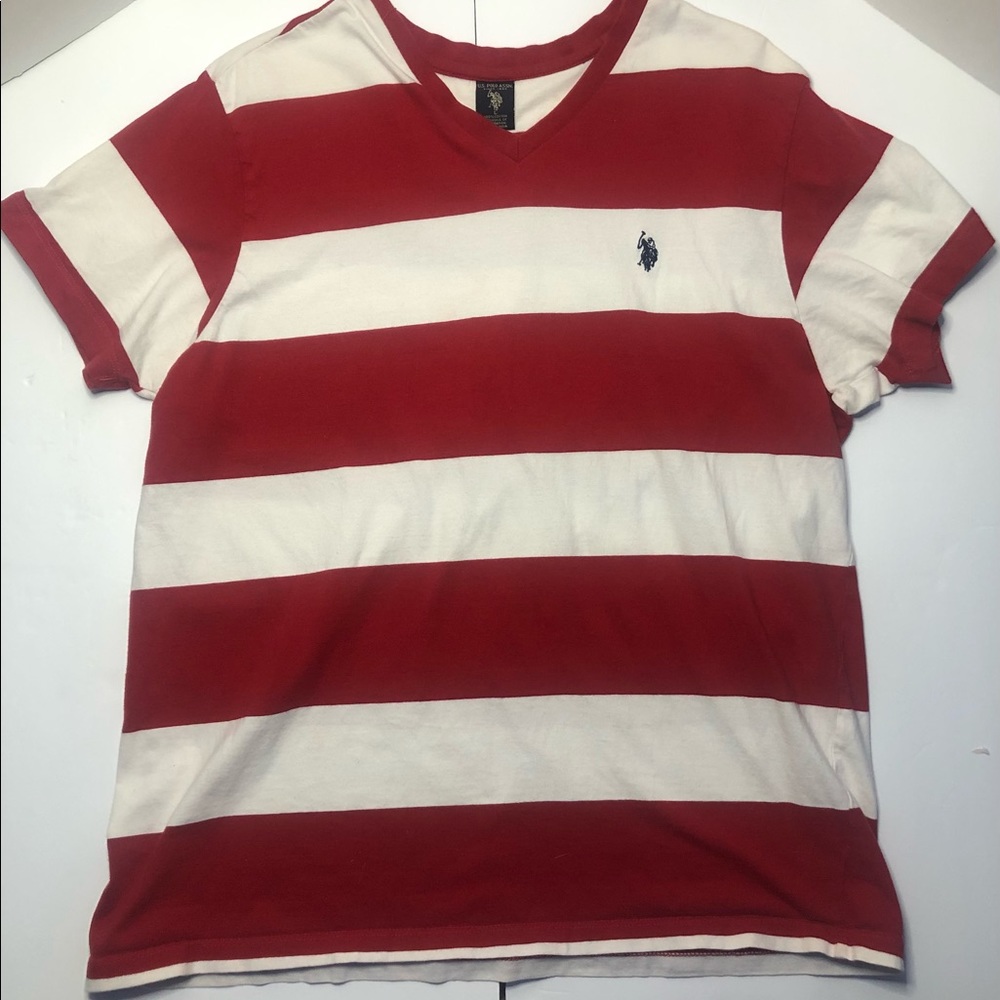 Polo Ralph Lauren Men's v neck Striped Red White size L